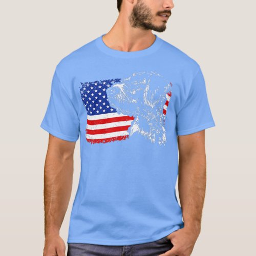 Proud German Wirehaired Pointer American Flag patr T_Shirt