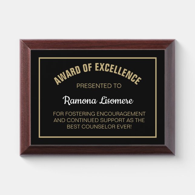 Proud Gift! Custom Best Counselor Award plaque (Horizontal)