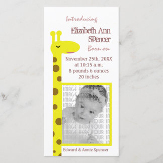 Proud Giraffe Baby announcement