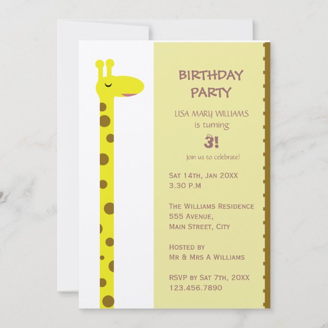 Proud Giraffe Invitation (Front)