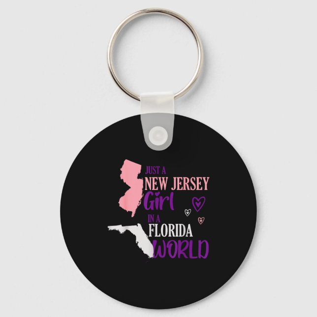 Proud Girl Design Just A New Jersey Girl In A Flor Keychain (Front)