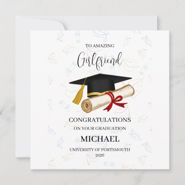 Proud Girlfriend Graduation Personalized Card (Front)