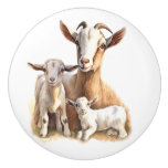 Proud Goat Mom and Kids Ceramic Knob