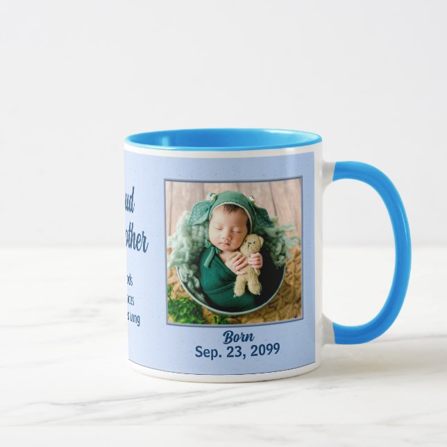 Proud Godmother Blue New Baby with Photo Mug (Right)