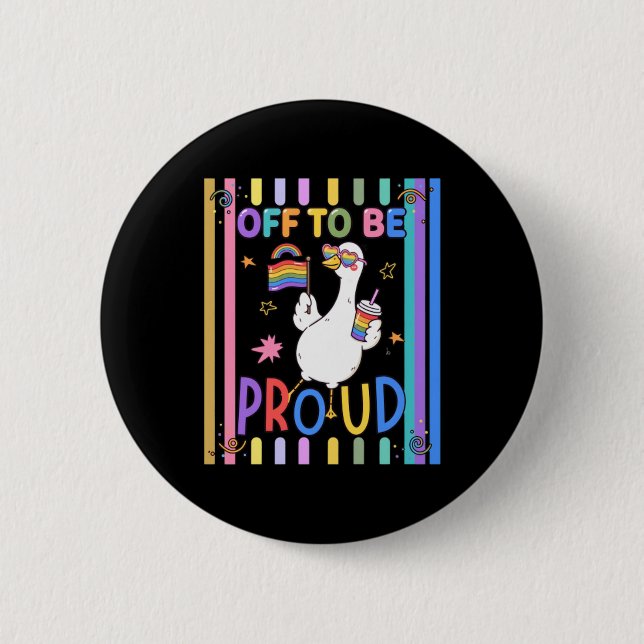 Proud Goose Rainbow Flag Fun Celebration Button (Front)