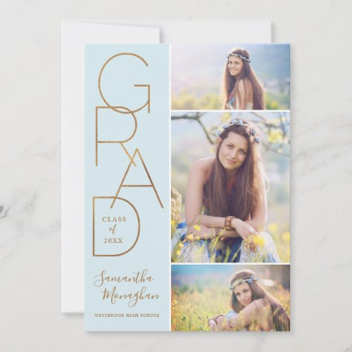 Proud Grad  Graduation Announcement  Blue