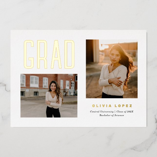 Proud Grad Graduation Invitation Photo Card (Front)