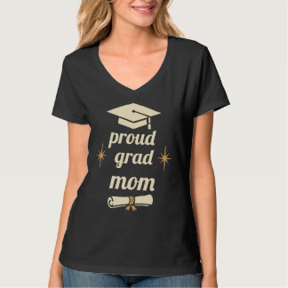 Proud Grad Mom Graduation V-Neck T-Shirt