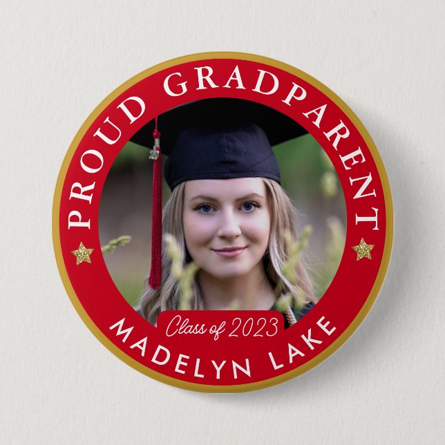 Proud GRADParent Photo 2023 Graduation Button (Front)