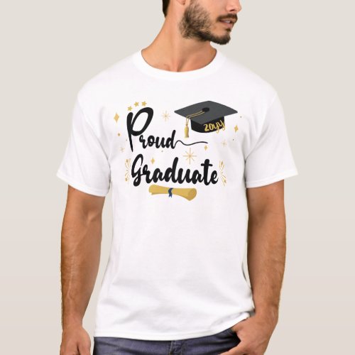 Proud Graduate  Black Text Mens Family Graduation T_Shirt