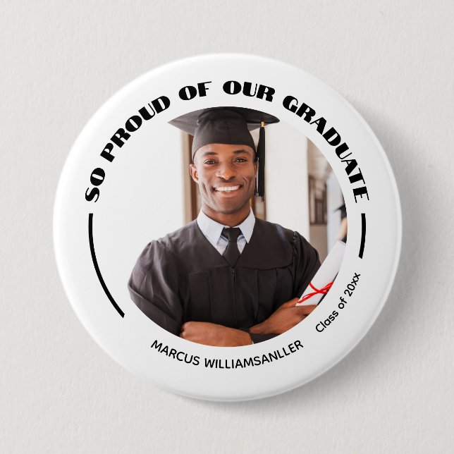 Proud Graduate Photo Graduation Button (Front)