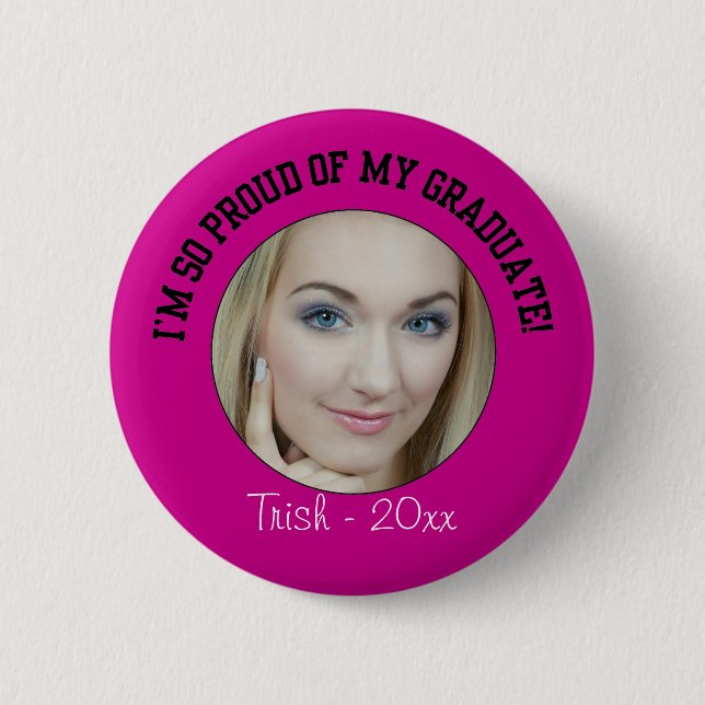 Proud Graduation Button - Pink (Front)