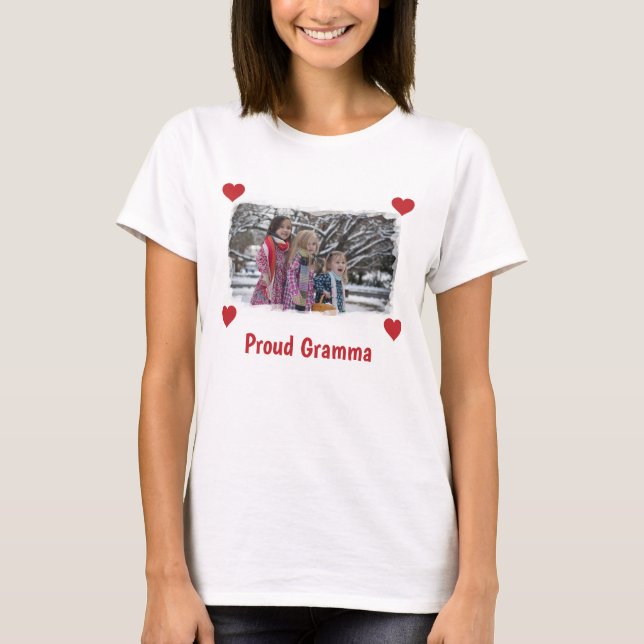 Proud Gramma Love Grandma Photo Brushstrokes Make T-Shirt (Front)