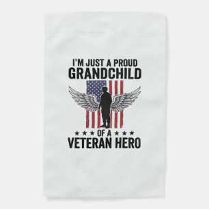 Proud Grandchild of a Veteran Hero Patriotic Desig Garden Flag