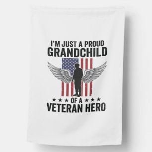 Proud Grandchild of a Veteran Hero Patriotic Desig House Flag