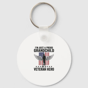 Proud Grandchild of a Veteran Hero Patriotic Desig Keychain