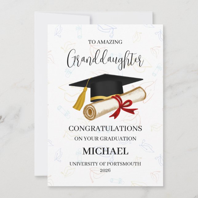 Proud Granddaughter Graduation Personalized Card (Front)