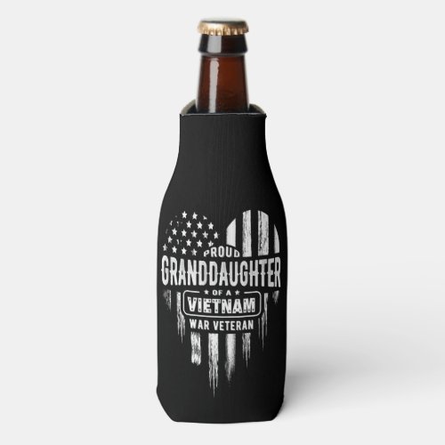 Proud Granddaughter Vietnam Vet Grandpa Veteran Bottle Cooler