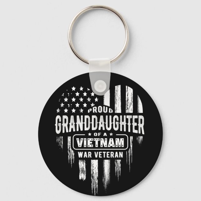 Proud Granddaughter Vietnam Vet Grandpa Veteran Keychain (Front)