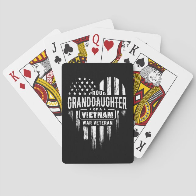 Proud Granddaughter Vietnam Vet Grandpa Veteran Poker Cards (Back)