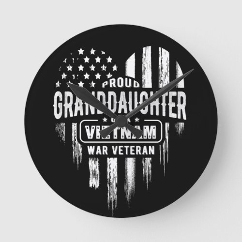 Proud Granddaughter Vietnam Vet Grandpa Veteran Round Clock