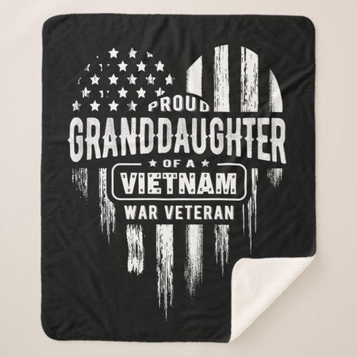 Proud Granddaughter Vietnam Vet Grandpa Veteran Sherpa Blanket