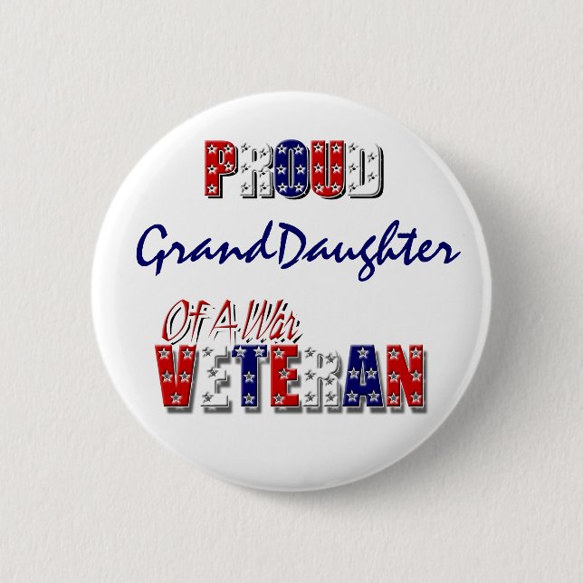Proud granddaughter war veteran pinback button (Front)