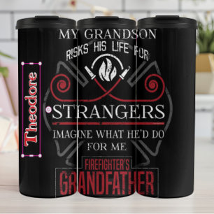 Proud Grandfather Grandson Firefighter Thermal Tumbler