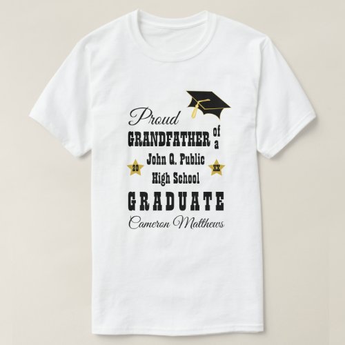 Proud Grandfather of Graduate Name Graduation T_Shirt