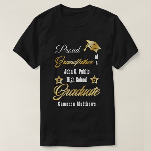 Proud Grandfather of Graduate Name Graduation T_Shirt