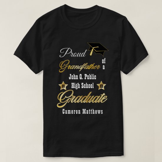 Proud Grandfather of Graduate Name Graduation T-Shirt