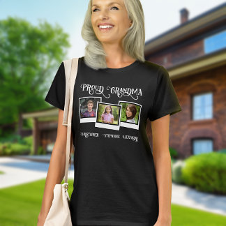 Proud Grandma 3 Photo Montage Snapshot Mothers Day T-Shirt