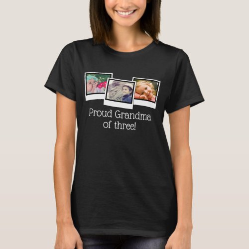 Proud Grandma 3_Photo Snapshot Frames Custom Color T_Shirt