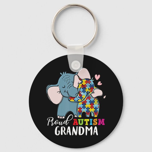 Proud Grandma Autism Awareness Family Matching Shi Keychain (Front)