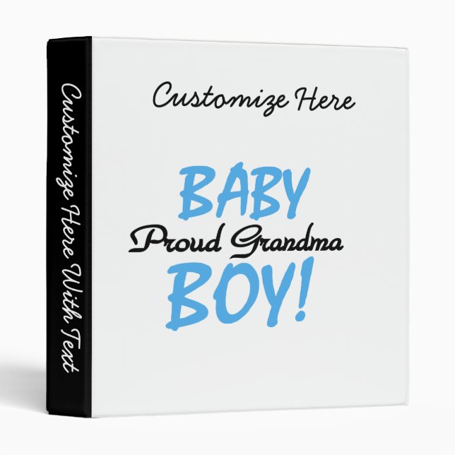 Proud Grandma Baby Boy Gifts 3 Ring Binder (Front/Spine)