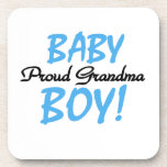 Proud Grandma Baby Boy Gifts Beverage Coaster<br><div class="desc">Blue and black text design Proud Grandma of a Baby Boy keepsake boxes,  tiles,  ornaments,  notebooks,  pitchers,  mugs,  cards,  stickers,  magnets,  mousepads,  and other Proud Grandma apparel and gift items.</div>