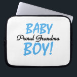 Proud Grandma Baby Boy Gifts Laptop Sleeve<br><div class="desc">Blue and black text design Proud Grandma of a Baby Boy keepsake boxes,  tiles,  ornaments,  notebooks,  pitchers,  mugs,  cards,  stickers,  magnets,  mousepads,  and other Proud Grandma apparel and gift items.</div>