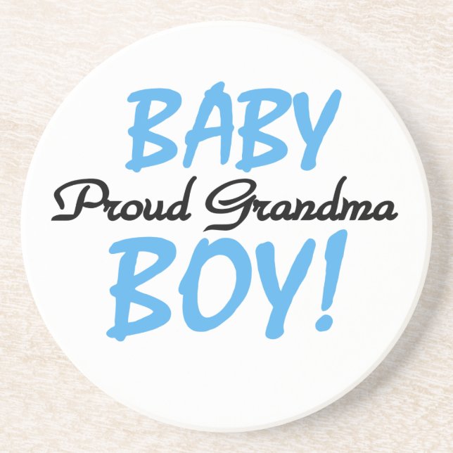 Proud Grandma Baby Boy Gifts Sandstone Coaster (Front)