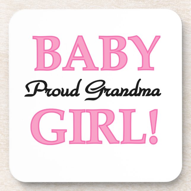 Proud Grandma Baby Girl Gifts Beverage Coaster (Front)