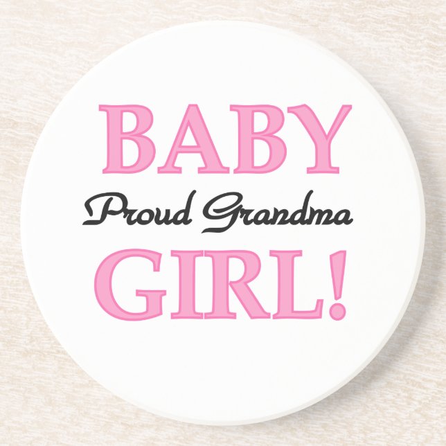 Proud Grandma Baby Girl Gifts Sandstone Coaster (Front)