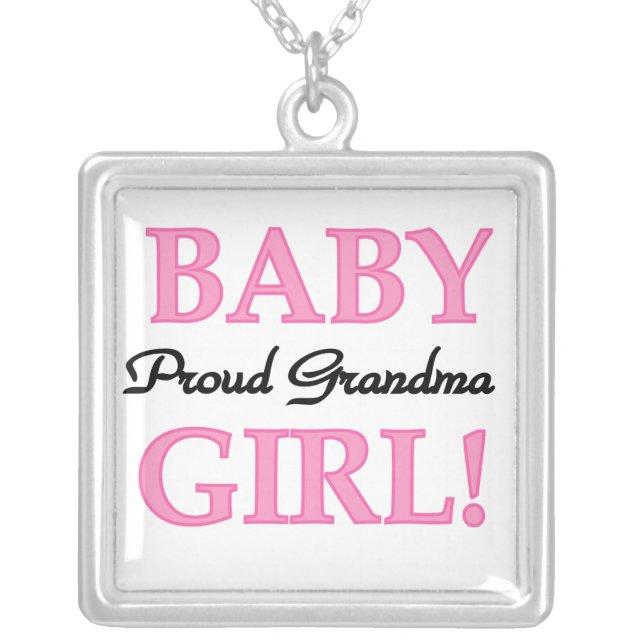 Proud Grandma Baby Girl Gifts Silver Plated Necklace (Front)