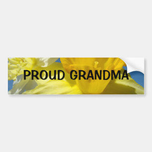 PROUD GRANDMA bumper sticker Daffodil Flowers