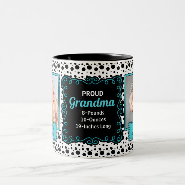 Proud Grandma Dalmatian Black and White Photo Two-Tone Coffee Mug (Center)