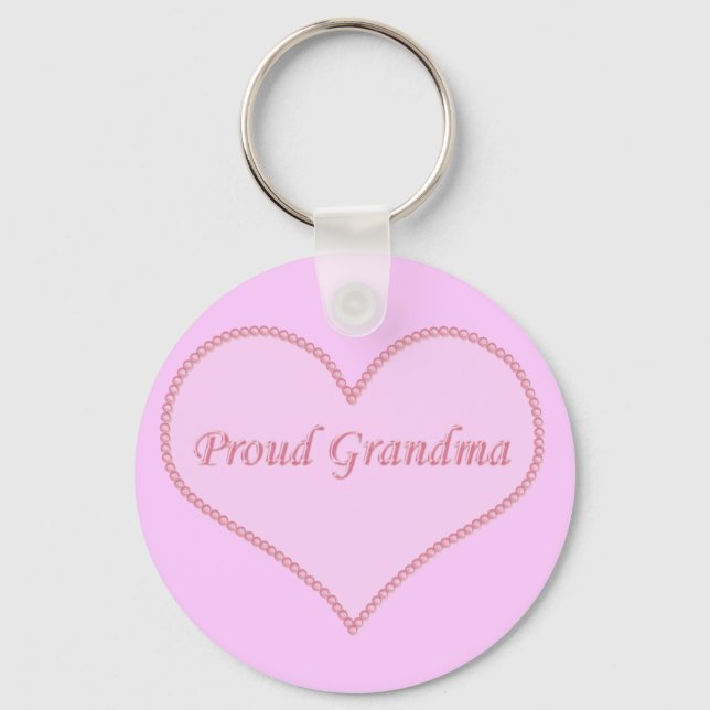 Proud Grandma Keychain, Pink Keychain (Front)