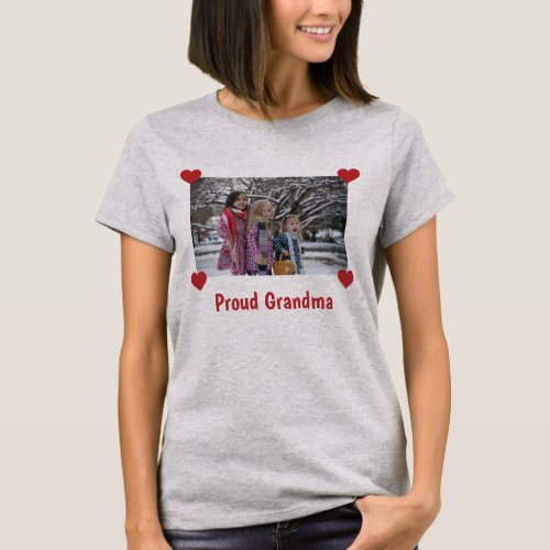 Proud Grandma Love Personalize Photo Make Your T_Shirt