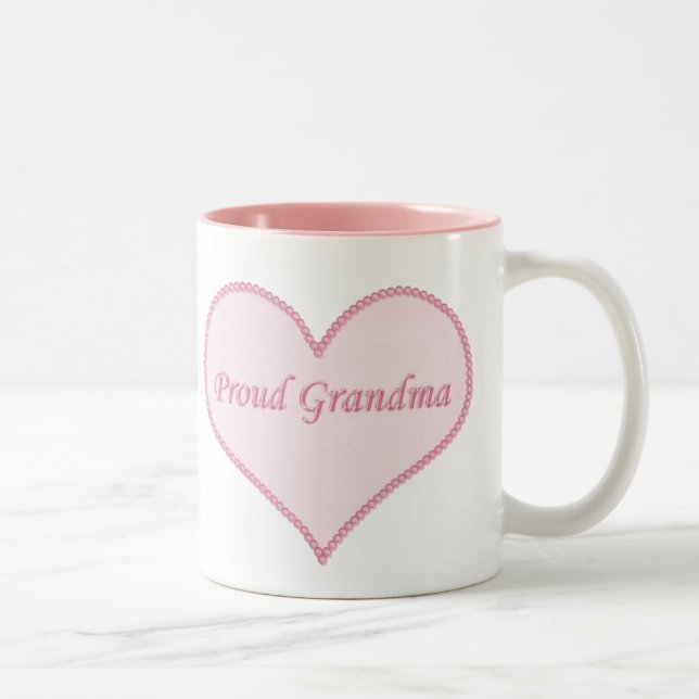 Proud Grandma Mug, Pink Two-Tone Coffee Mug (Right)