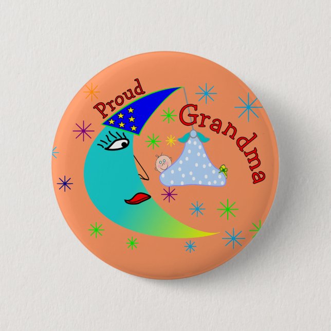 Proud Grandma New Baby Boy Pinback Button (Front)