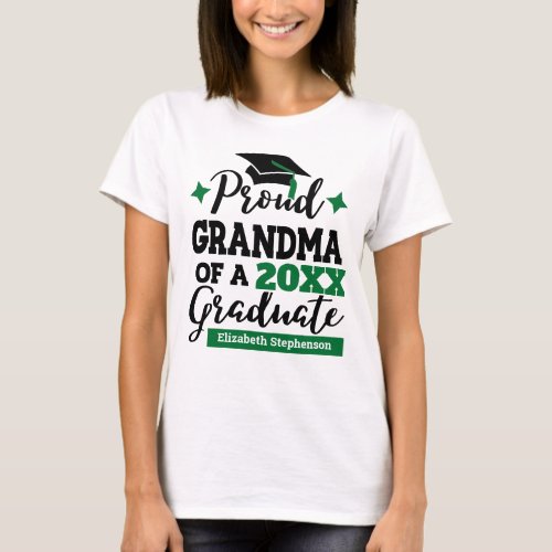 Proud Grandma of 2022 graduate black green tassel T_Shirt