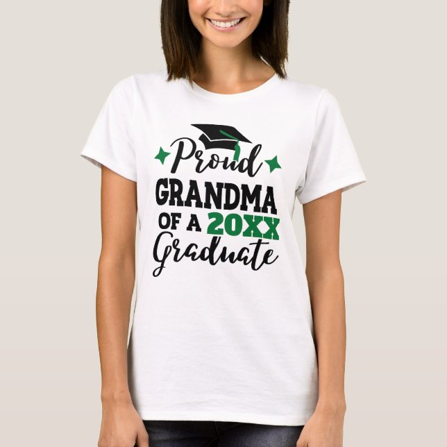 Proud Grandma of 2022 graduate black green tassel T-Shirt (Front)
