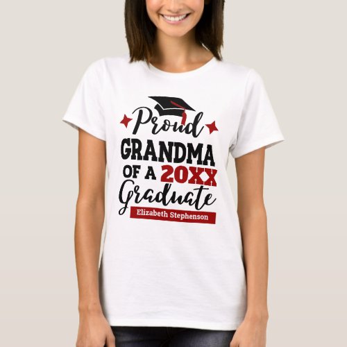 Proud Grandma of 2022 graduate black red tassel T_Shirt